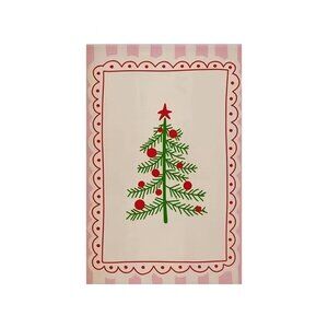 Girly Pink Striped Christmas Tree Unframed Canvas Wall Art  24" X 36"